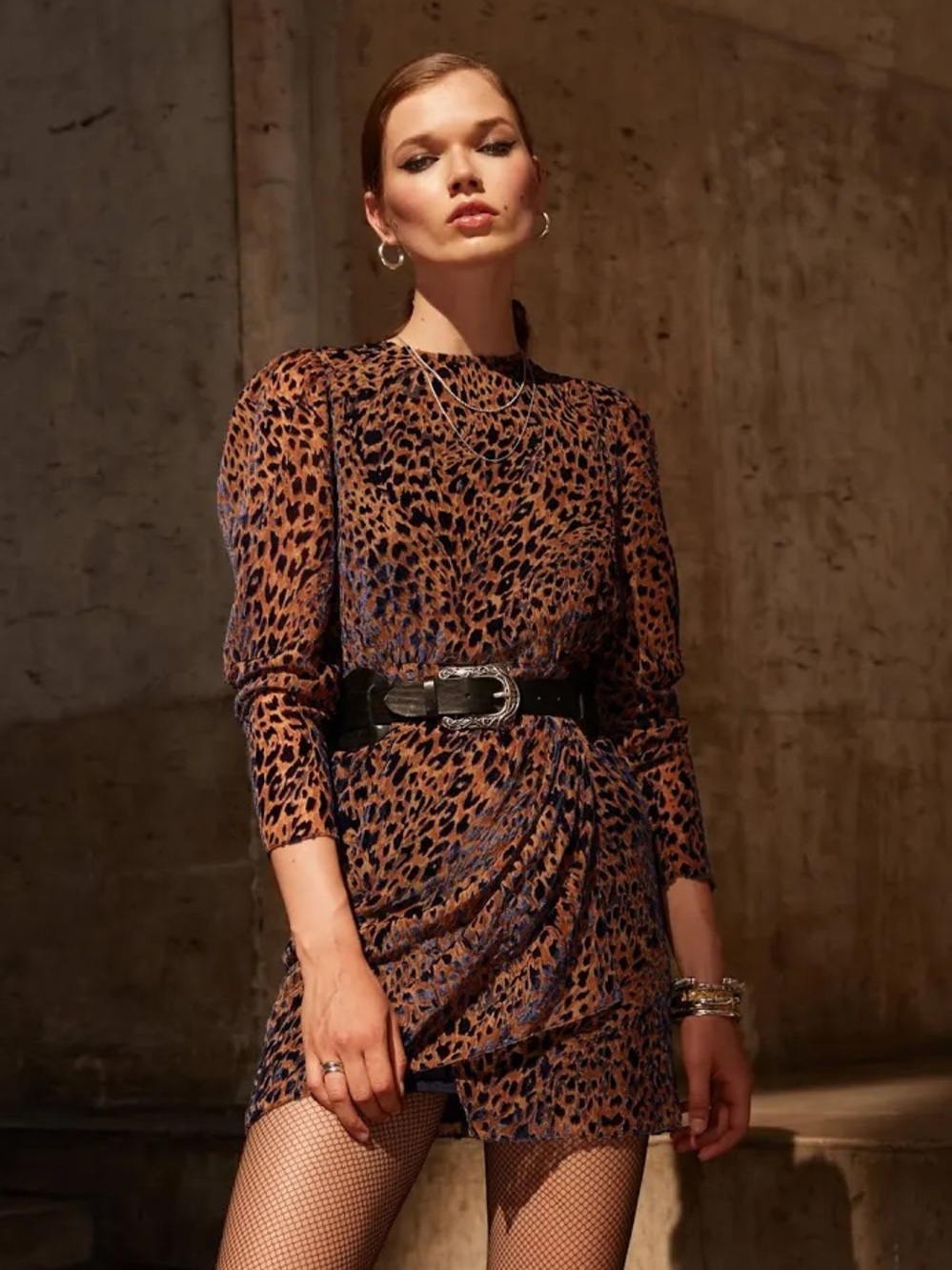 The Kooples Artichoke Burnout Velvet Leopard Mini Dress